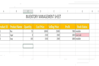 create inventory, sales and stock management excel sheets