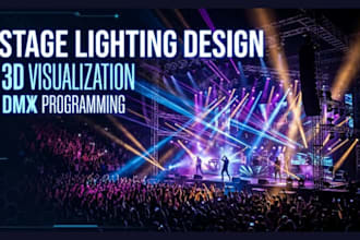 design stage lighting, event lighting setup, lighting layout and dmx programming