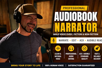narrate edit audiobook male voice over acx audible fiction and non fiction novel