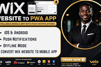 build wix pwa mobile app with push notifications  wix velo web app wix website