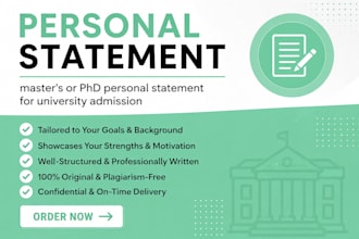 expertly edit masters or phd personal statement for university admission