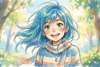 draw anime sketch colored