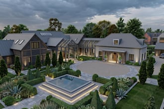 custom 3d landscape design for backyard garden, patio and terrace