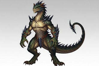 create dragon creature illustration, character design for you