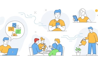 draw vector line art illustration for app, web or animation