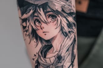 make a unique anime tattoo design for you