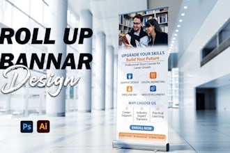 design a professional retractable rollup banner for business