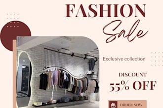 create modern fashion store ads and promotional banners