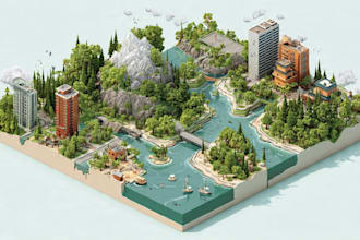 create a isometric map vector illustration