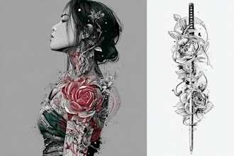 make a japanese tattoo art for unique ink