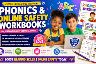 make educational home school workbook for phonics and online safety