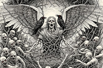 draw dark art illustration with engraving style