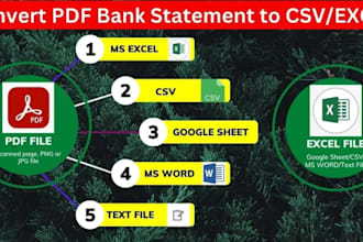 convert bank, credit card statement pdf to csv, excel only