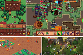 design pixel game UI UX, hud screens, menus, rpg interface assets and gui