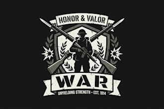 design a bold and powerful war themed logo for your brand