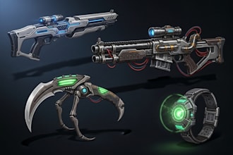 design creative concept art of weapons and items
