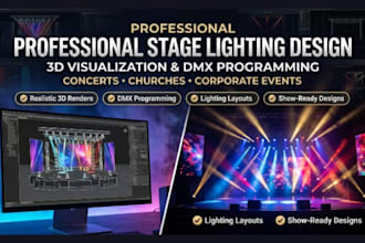 design stage lighting, 3d visualization and dmx programming for your event stage