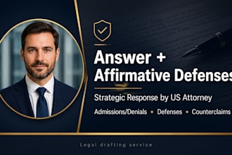 write your answer, affirmative defenses, and counterclaims as a US attorney
