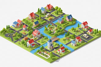 draw isometric projection illustration infographics and map