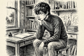 draw sketch and colored anime manga character