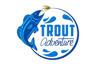 create an adventure fishing logo the world trout