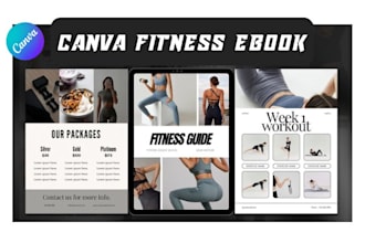 design canva fitness ebook, lead magnet, diet plan, trainer guide