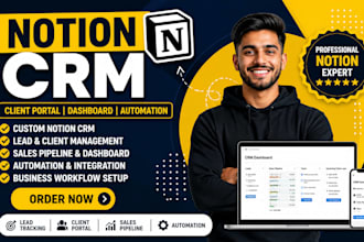 build custom notion templates CRM client portal lead tracker business dashboard