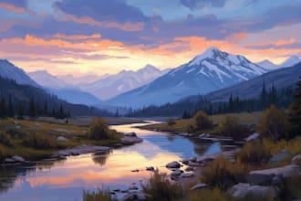 digitally oil painting landscape