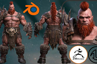 create realistic 3d character model with rig, cloth and hair for game and ue5