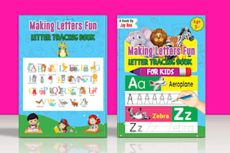 design kids handwriting alphabet tracing book cover for amazon KDP and etsy