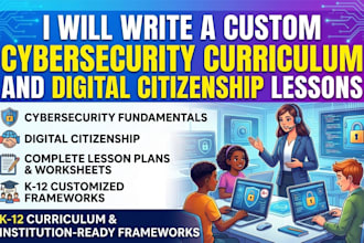 write a custom cybersecurity curriculum and digital citizenship lessons plan