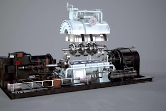 create 3d mechanical cad model,compressor, generators,equipment design,rendering