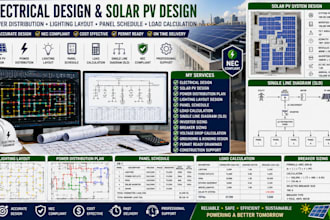 electrical design solar pv power lighting layout panel schedule load calculation