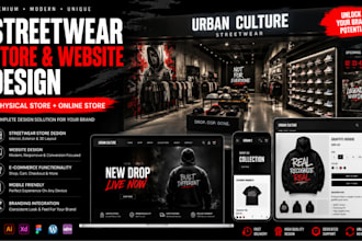 streetwear shopify store, streetwear wordpress website clothing brand website