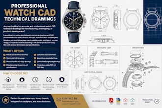 createl watch cad technical drawings and manufacturing