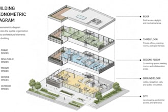 design 2d and 3d architecture axonometric diagram