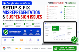 setup fix google merchant center misrepresentation and suspensions policy issues