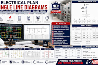 electrical plan single line diagrams autocad nec standard power fast turnaround
