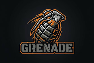 design a powerful grenade logo for your gaming brand