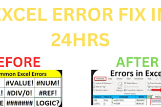 fix value ref div0 excel errors and clean data in 24 hours
