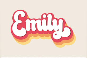 design 3d 70s vintage retro typography, for logo and t shirt