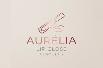 design a glamorous lip gloss logo for your beauty brand