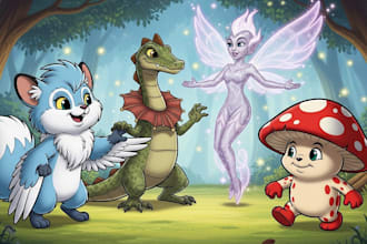 draw a full cartoon illustration