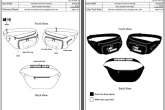 design backpack, technical concept for purse and fashion bag design
