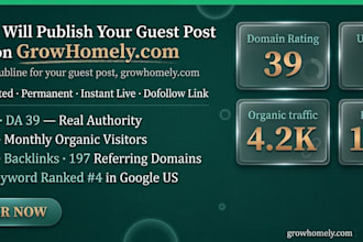 publish a permanent guest post on growhomelycom da 39 DR 38