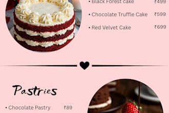 design a bakery menu