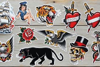 make old school tattoo illustrations