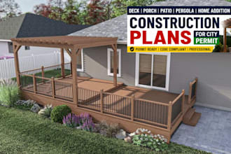 design deck porch patio pergola construction plan home addition for city permit