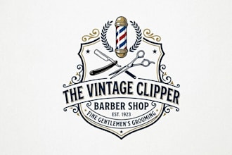 professional barber and barber shop logo design