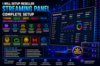 setup reseller streaming panel, strong8k, dream4k, lion ott, mega ott, trex ott